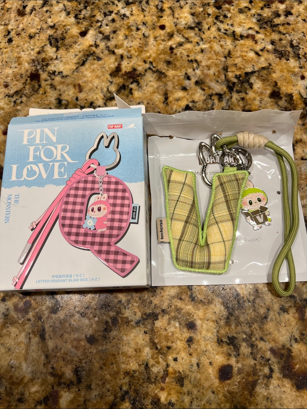 The Monsters Pin For Love Letter V pendant and key chain NIB